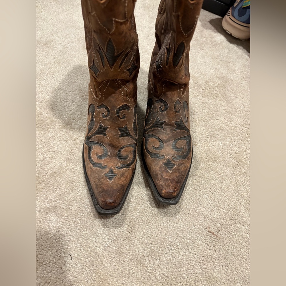 J.B. Dillon Tan Leather Cowboy Boots